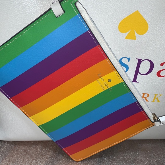 NWT KATE SPADE RAINBOW OPEN TOTE & WRISTLET - Picture 8 of 8
